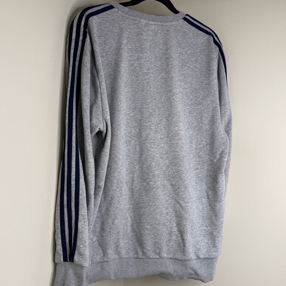 Retro Adidas Sweatshirt – Gray with Navy Stripes – Size XL, Fits Oversized - Picture 2 of 4
